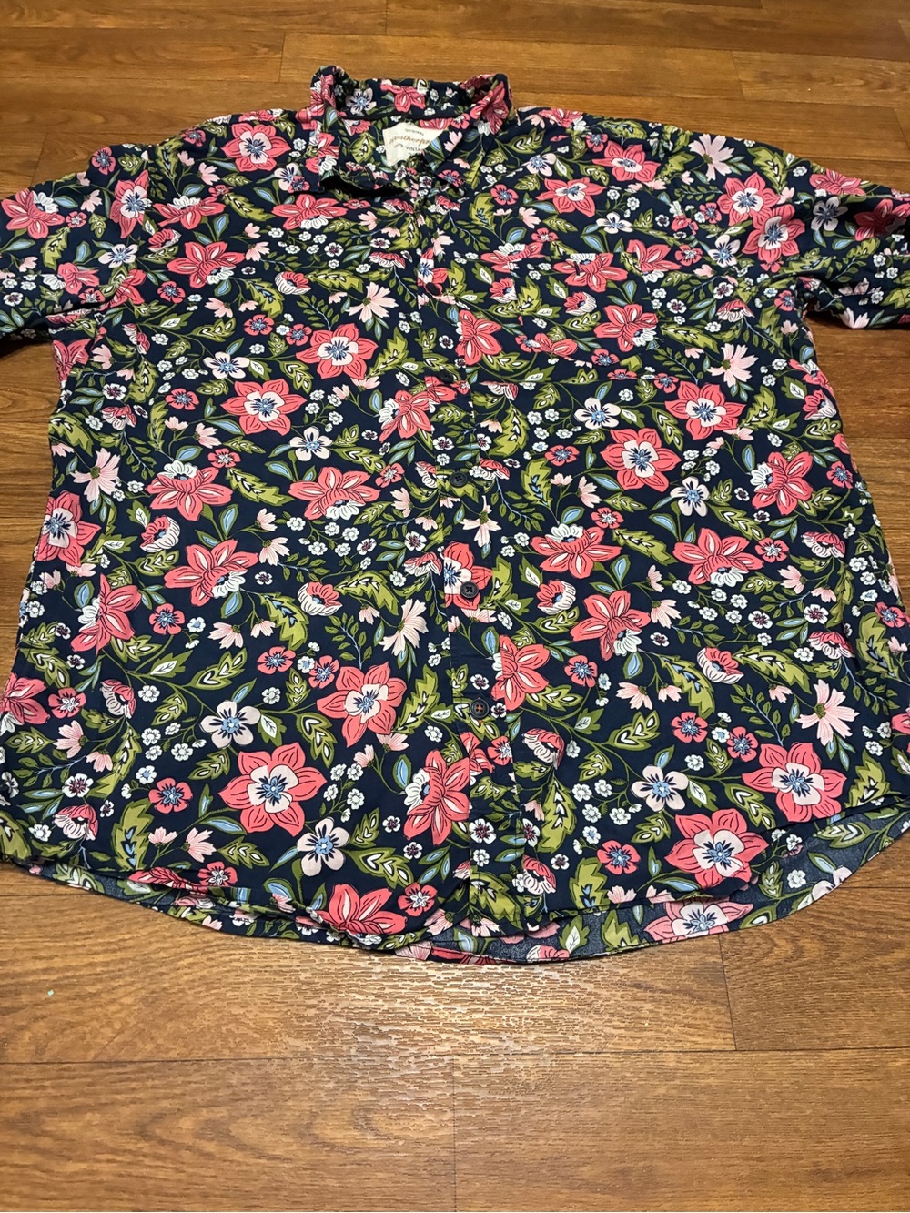 Women’s Weatherproof Vintage Button Down Navy Blue Blouse Size XL